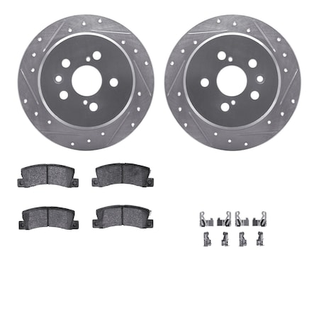 7312-76062, Rotors-Drilled, Slotted-SLV W/3000 Series Ceramic Brake Pads Incl. Hardware, Zinc Coat